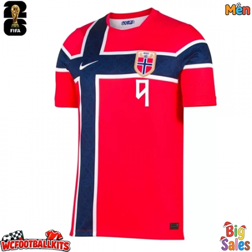 Norway Erling Haaland #9 Replica Home Stadium Shirt World Cup 2026 Short Sleeve